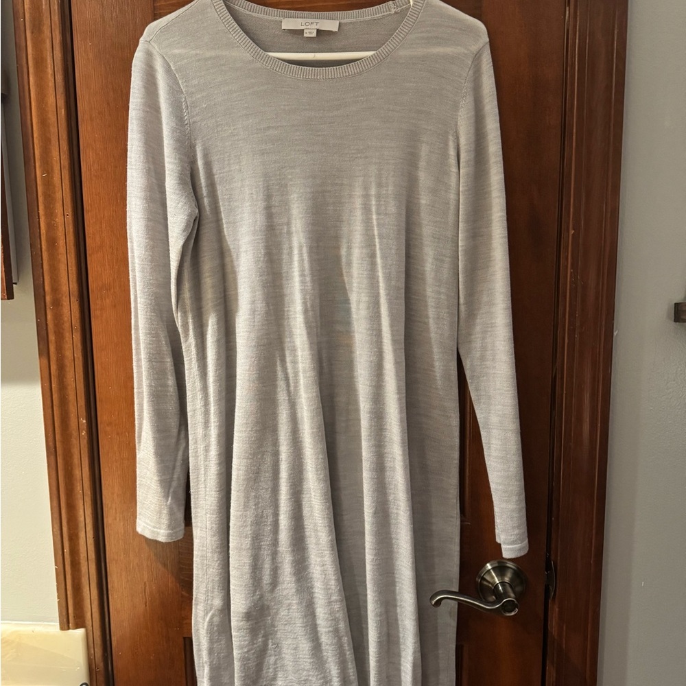 LOFT Gray Midi Dress Timeless Elegance
